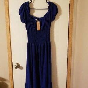 NWT! Royal blue off the shoulder boho dress size M